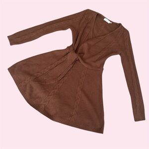 Anthropologie Greylin Sweater Wrap Dress, Brown, Size Medium